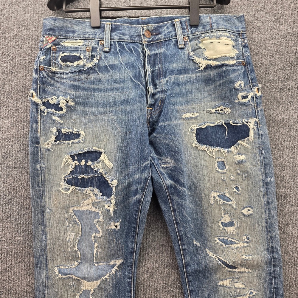 Denim & Supply Ralph Lauren Mens Slim Distressed Repaired Patchwork Jeans 32x32